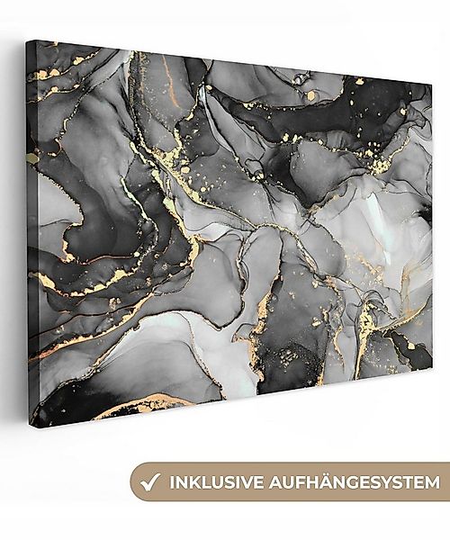 OneMillionCanvasses® Leinwandbild Marmor - Schwarz - Gold - Grau, Fotodruck günstig online kaufen