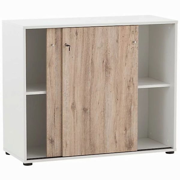 Lomadox Aktenschrank BRAGA-80 weiß mit Wildeiche Nb. 100,1/83,6/41 cm günstig online kaufen