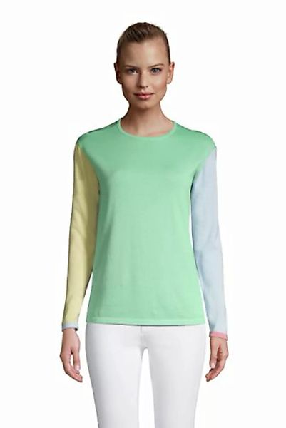 Feinstrick-Pullover Colorblock, Damen, Größe: L Normal, Grün, Baumwolle, by günstig online kaufen