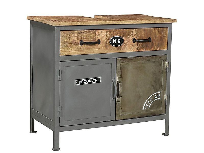 massivum Waschbeckenunterschrank Pinetown, Badschrank grau, Metall-Holz Mix günstig online kaufen