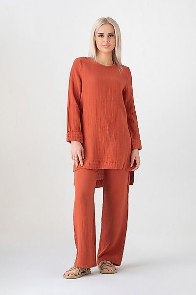 WENOR Hosenanzug Tunika Set aus Musselin 100 % Baumwolle Modest Fashion (Zw günstig online kaufen