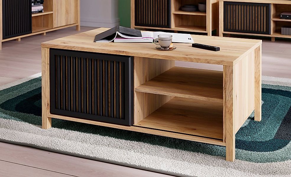 FORTE Couchtisch Jytana, Breite 105,5 cm, Schiebetüren in Lamellenoptik, Ma günstig online kaufen