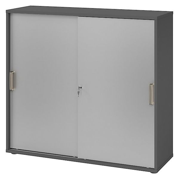 bümö Aktenschrank office Schiebetürenschrank Dekor: Graphit/Silber - Griffe günstig online kaufen