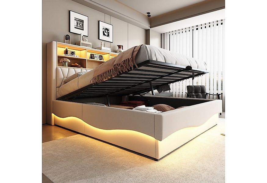 STILVORA Polsterbett 180x200 mit LED&USB,Jugendbett Doppelbett mit Lattenro günstig online kaufen