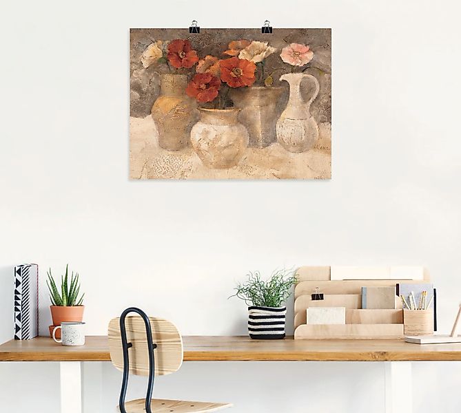 Artland Wandbild "Weißer Mohn", Vasen & Töpfe, (1 St.), als Leinwandbild, P günstig online kaufen