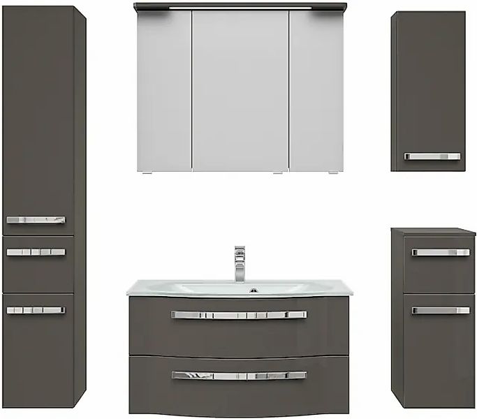 Saphir Badmöbel-Set »Serie 4005, vormontiert, Glaswaschbecken, Spiegelschra günstig online kaufen