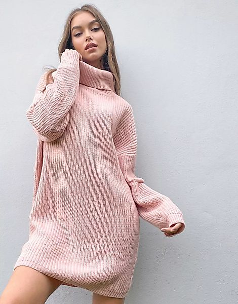 In The Style x Billie Faiers – Oversize-Strickpulloverkleid mit Rollkragen günstig online kaufen