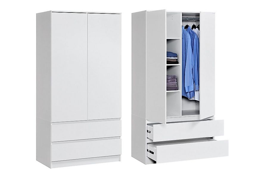 Home Collective Kleiderschrank mit 2 Türen, 3 Einlegeböden und 2 Schubkäste günstig online kaufen