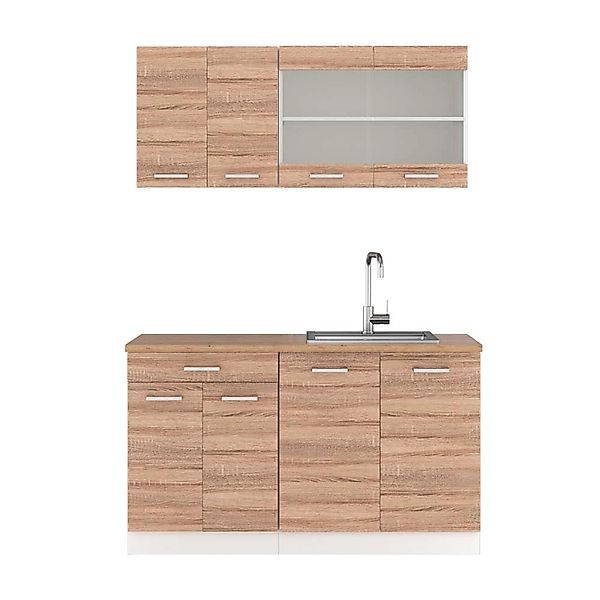 Vicco R-Line Singleküche Sonoma/Weiß 140 cm AP Eiche ohne E-Geräte günstig online kaufen