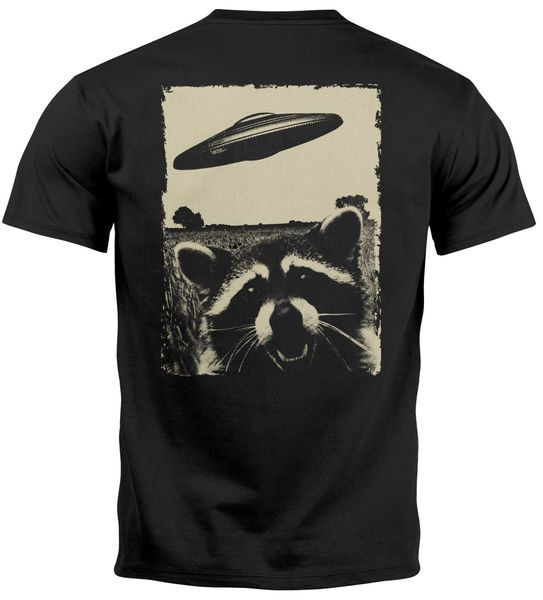 Neverless Print-Shirt Herren T-Shirt UFO Waschbär günstig online kaufen