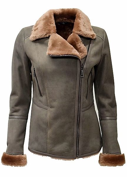 Zimmert Leather Lederjacke Raubiene Lammfelljacke Grau Biker Style, Shearli günstig online kaufen