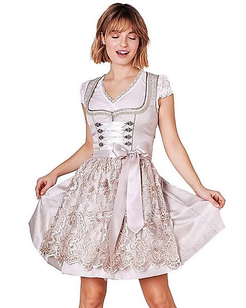 Krüger Madl Dirndl 'Vivien' mit Spitzenschürze 414867, Beige 50cm günstig online kaufen