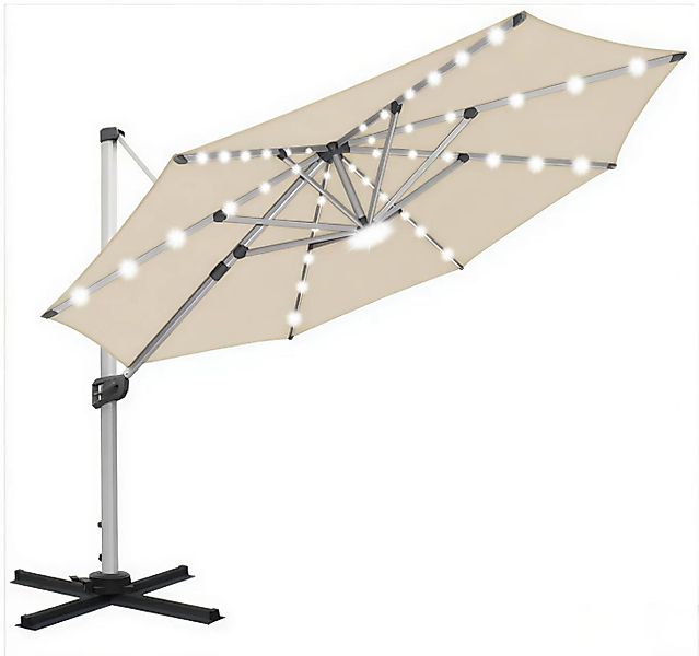 RANSENERS Sonnenschirm MID350R,Ampelschirm Ø350cm mit Solar-LED, günstig online kaufen