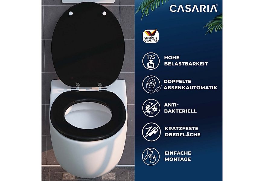 Casaria WC-Sitz, Doppelte Absenkautomatik MDF Holz hygienisch Toilettensitz günstig online kaufen