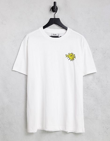 Weekday – Bedrucktes Oversize-T-Shirt in Weiß günstig online kaufen