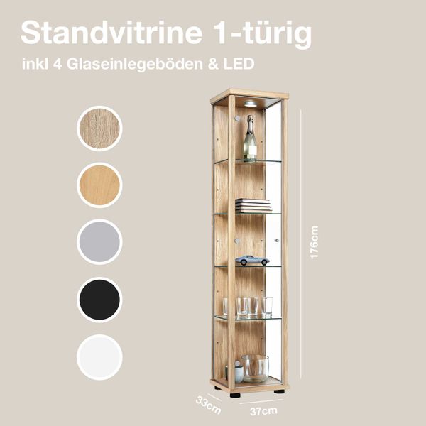 K-Möbel Glasvitrine C1014 (Glasvitrine (176x37x33 cm) günstig online kaufen
