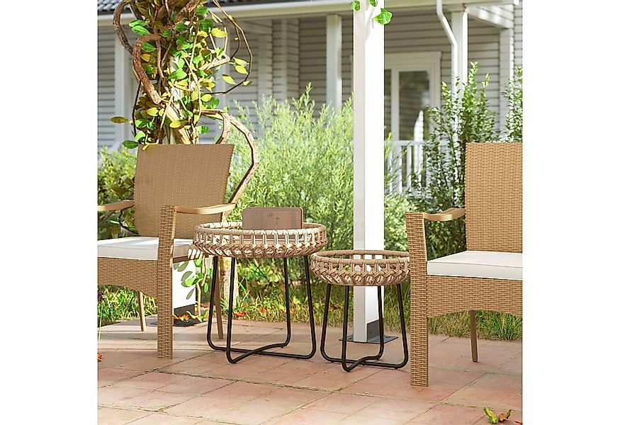 Outsunny Beistelltisch mit X-Beine, verstellbare Fußpads (rund wetterfest G günstig online kaufen