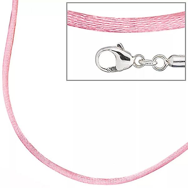 SIGO Collier Halskette Seide rosé 42 cm, Verschluss 925 Silber Kette günstig online kaufen