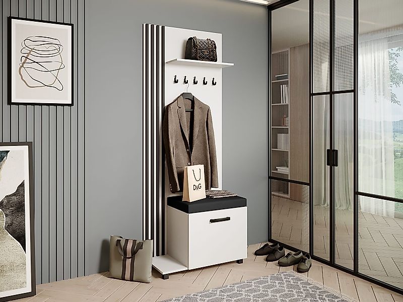 Beautysofa Garderobenschrank Garderobenschrank mit Aufhängern LIVIA günstig online kaufen
