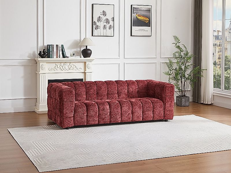 Sofa 3-Sitzer - Strukturstoff - Bordeaux - LERICI von Pascal Morabito günstig online kaufen