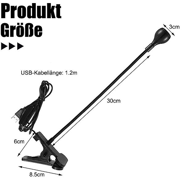 Jibenhome LED Klemmtischleuchte Leselampe Clip-On, 360° Schwanenhals, USB-T günstig online kaufen