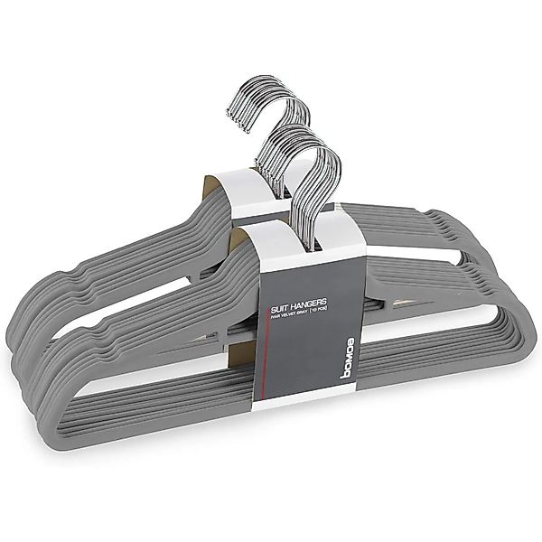 Bomoe Ivar Kleiderbügel Anzugbügel Samt Anthrazit 20tlg günstig online kaufen