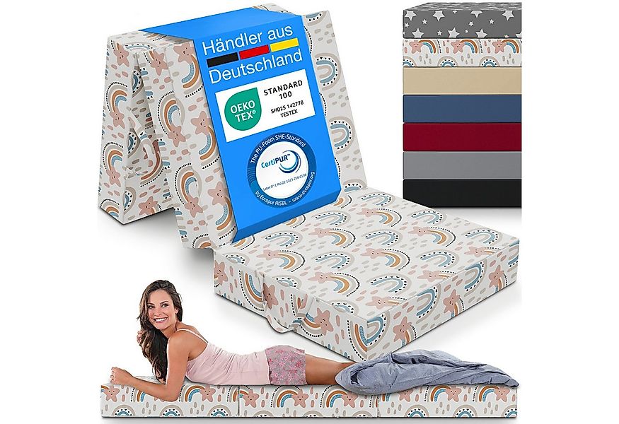Klappmatratze 3-teilig, Gästematratze mit extra dickem Schaumstoff, ELONEO, günstig online kaufen