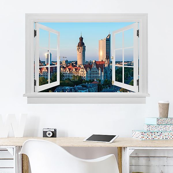 Wandtattoo Offenes Fenster Leipzig Skyline günstig online kaufen