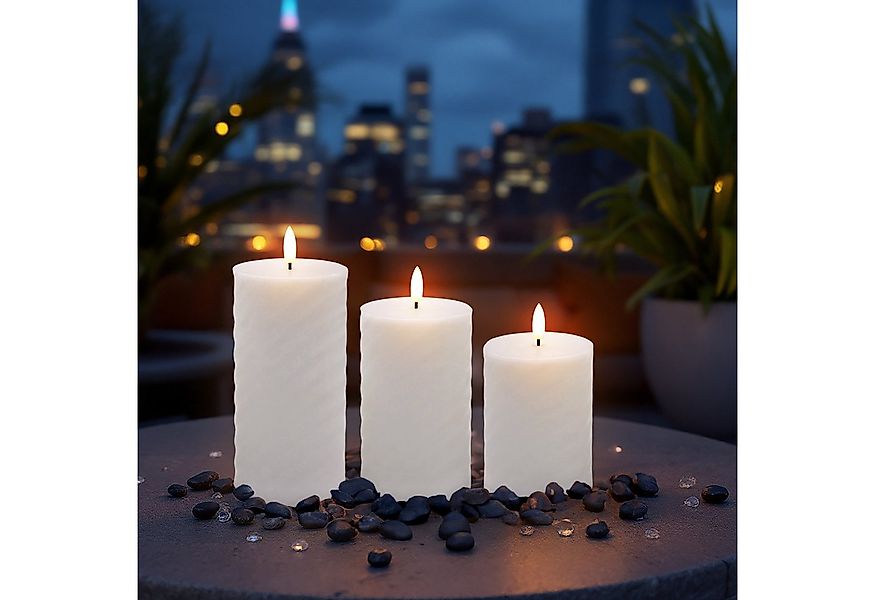 Spetebo LED-Kerze Outdoor mit Timer und Flmammen Effekt 3er Set (Anzahl, 1- günstig online kaufen