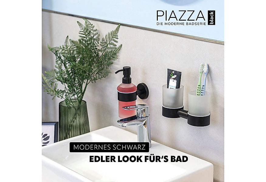 bremermann Zahnputzbecher Bad-Serie PIAZZA BLACK - Doppel-Glasbecherhalter, günstig online kaufen