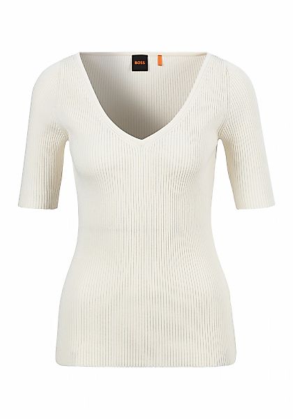 BOSS ORANGE Strickpullover "Faradisco Premium Damenmode", mit BOSS Metallch günstig online kaufen