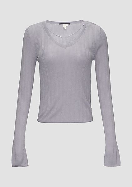 QS Strickpullover Gerippter Feinstrickpullover aus Viskosemix günstig online kaufen