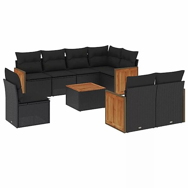 vidaXL 9-tlg Garten-Sofagarnitur mit Kissen Schwarz Poly Rattan Modell 152 günstig online kaufen