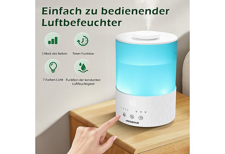 Aigostar Luftbefeuchter leise Ultraschall-Luftbefeuchter für Schlafzimmer 7 günstig online kaufen
