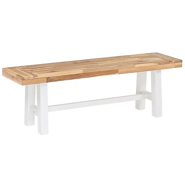 Beliani Gartenbank Heller Holzfarbton Weiss 36x140x45 günstig online kaufen