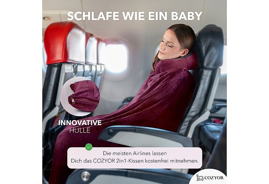 Cozyor Reisekissen und Reisedecke 2 in 1, Reiseset kuschelig weich + Rucksa günstig online kaufen