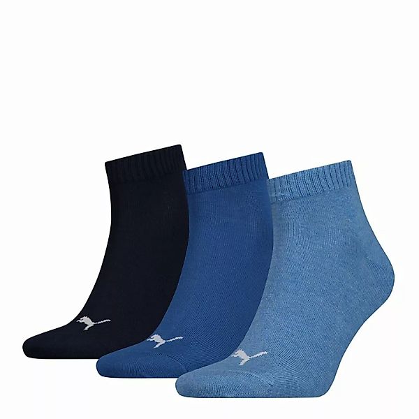 PUMA Unisex Socken, 3er Pack - Quarter, Sneaker Dunkelblau/Hellblau 35-38 günstig online kaufen