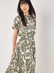 Apricot Druckkleid Geo Grecian Shirt Midi günstig online kaufen