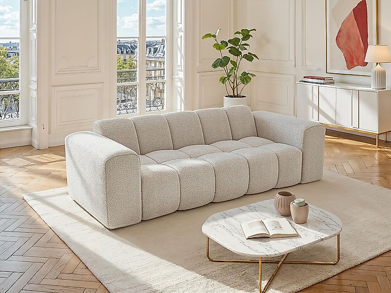 3-Sitzer-Sofa aus Chenille-Stoff – Beige – CALESO günstig online kaufen