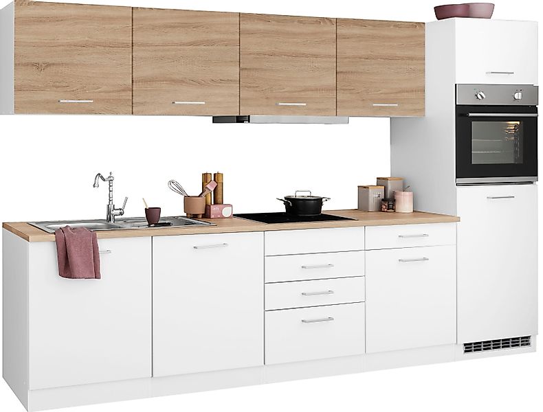 KOCHSTATION Küchenzeile "KS-Visby", mit E-Geräten, Breite 300 cm inkl. Kühl günstig online kaufen