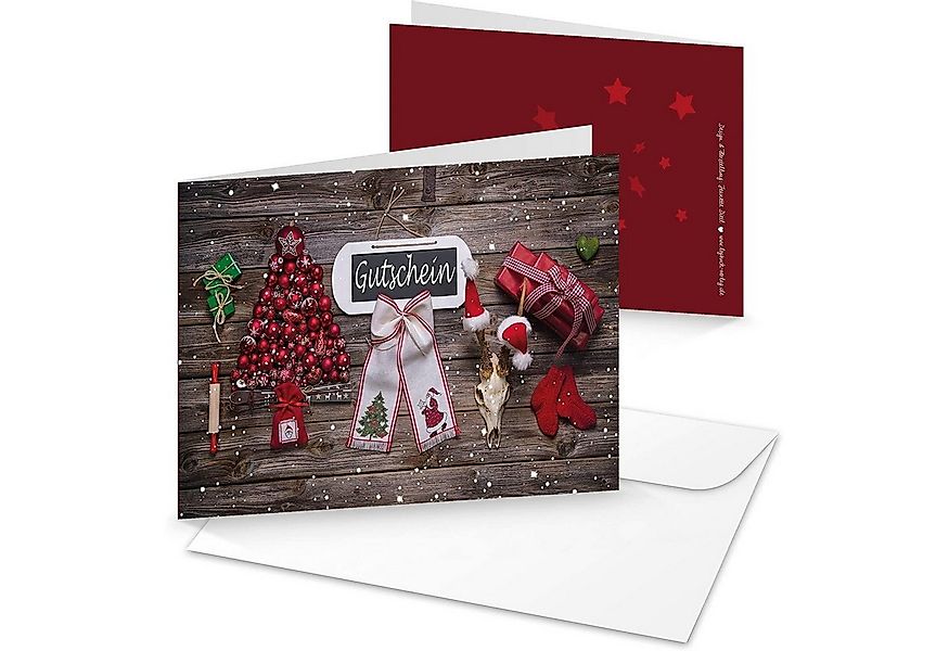 Logbuch-Verlag Dekofigur 3 Stück Weihnachtsgutschein rot weiß braun grün we günstig online kaufen