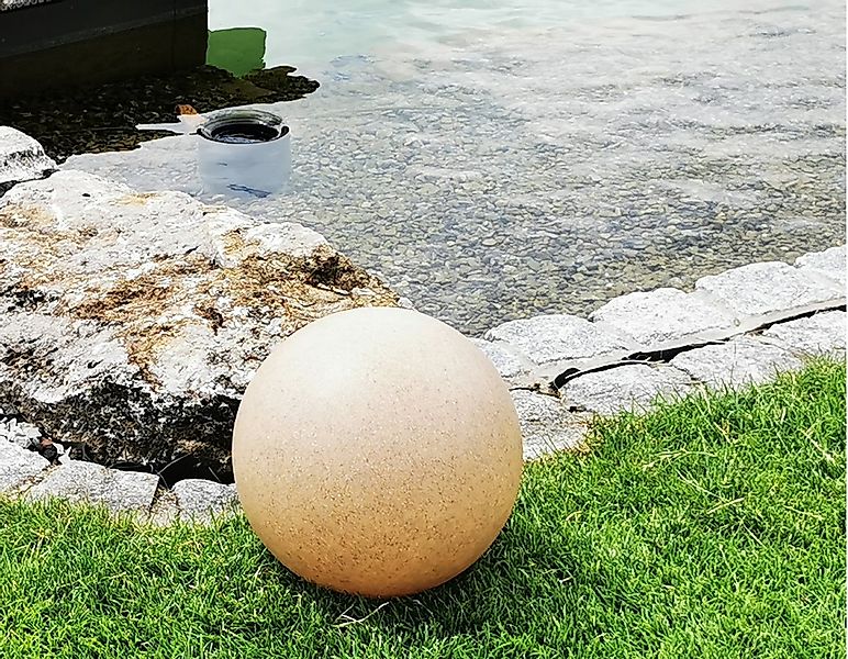 TRANGO LED Gartenleuchte, 200S Gartenkugel IP65 Kugelleuchte *SANDSTONE* mi günstig online kaufen