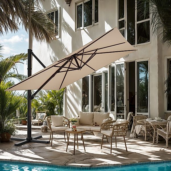 HOMALL Sonnenschirm Gartenschirm 270/330cm, mit Ständer,360° günstig online kaufen