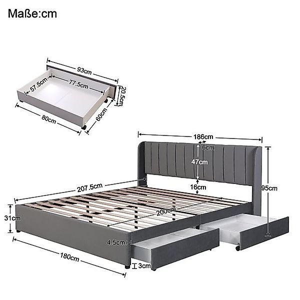HAUSS SPOLE Polsterbett Doppelbett Polsterbett Funktionsbett Bettrahmen Hol günstig online kaufen