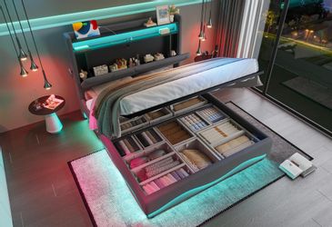 LVHOM Boxbett 140/160x200cm Modernes LED-Polsterbett mit günstig online kaufen