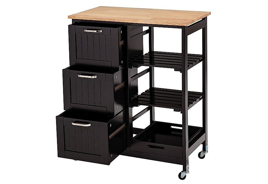 COSTWAY Küchenwagen, mit Tablett, 3 Schubladen, rollbar, 67x37x82,5cm günstig online kaufen
