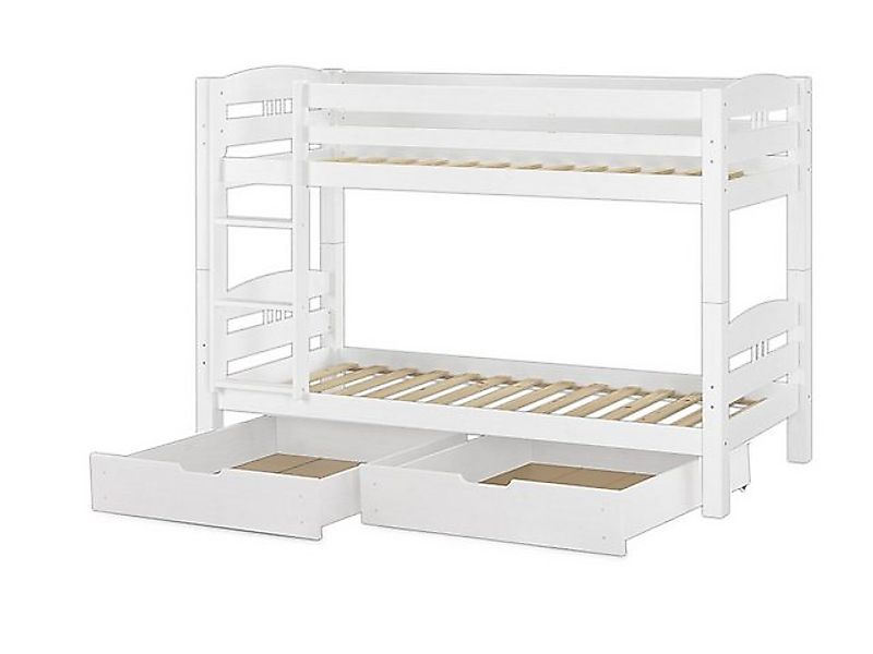 ERST-HOLZ Etagenbett Stockbett 90 x 200 Kiefer Weiß mit Rollrost und Bettka günstig online kaufen