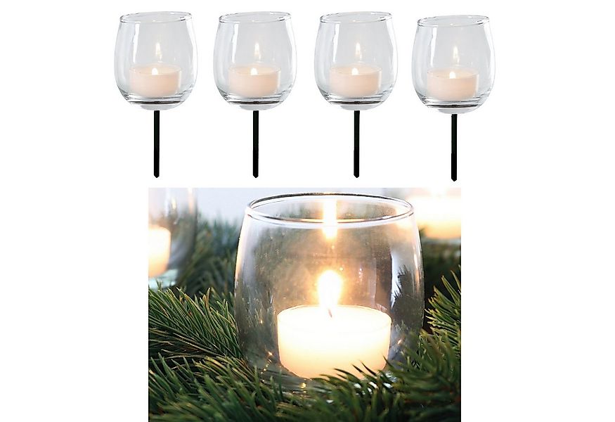 Annastore Teelichthalter 4-TLG. Set Teelichtgläser mit Metallstab für Geste günstig online kaufen