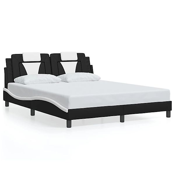 vidaXL Bettgestell Viana ohne Matratze Schwarz und Weiß 160x200 cm Kunstled günstig online kaufen