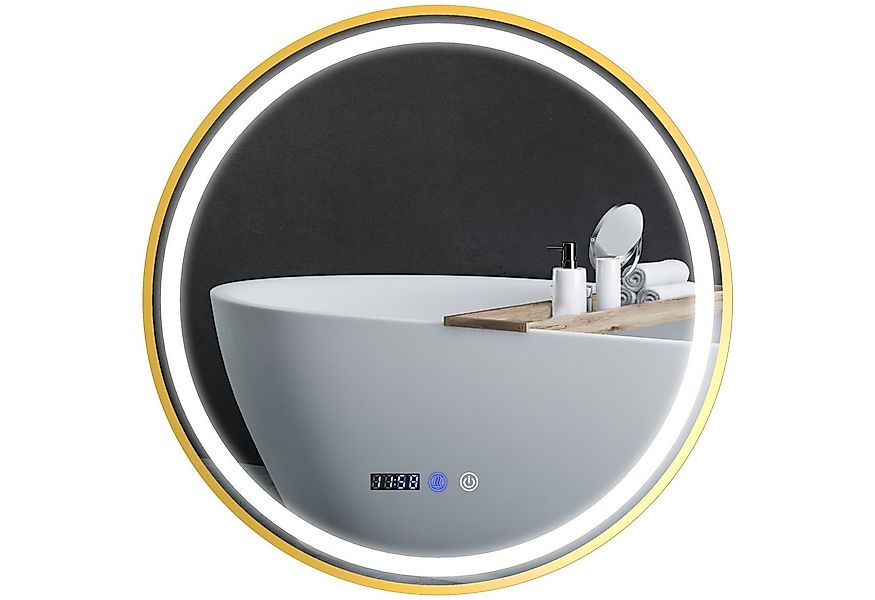 HOMCOM Badspiegel 60 cm, mit Timer, 3 Lichtfarben, mit Zeit- und Temperatur günstig online kaufen